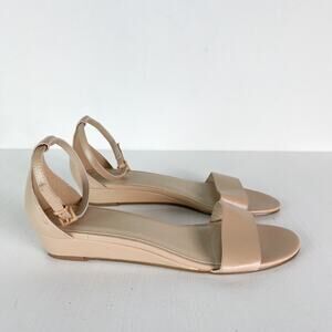 ASOS NWOB Women's Ankle Strap Faux Leather Low Wedge Sandals Beige Size 7